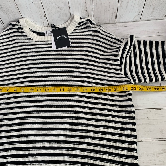The Upside Boo Organic Cotton Striped Knit Crew Neck  Sweater Pullover Large - Picture 11 of 12